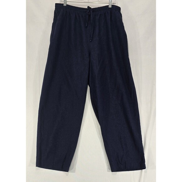 Coldwater Creek Womens 2-Piece Set Linen Tunic Top Crop Pants Blue Lagenlook XL - Picture 3 of 16